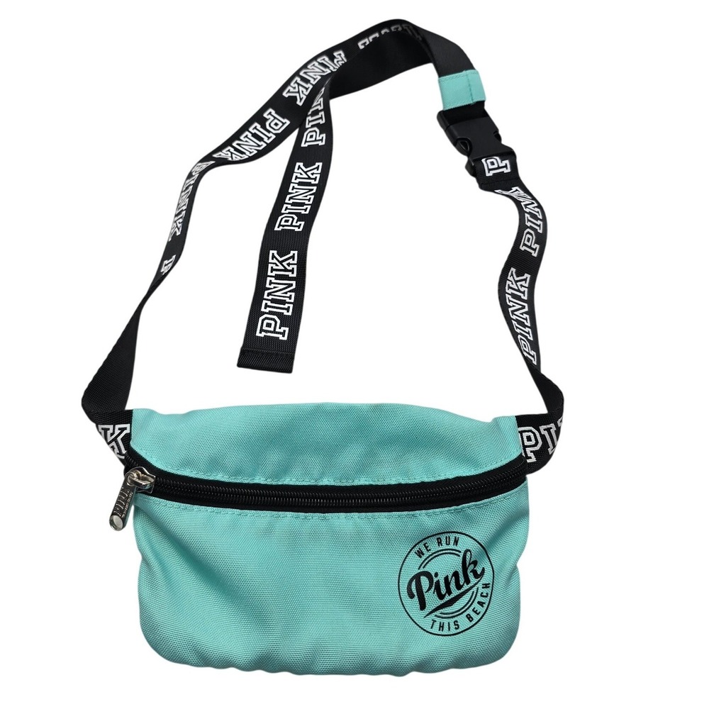 Pink Victoria's Secret Fanny Pack Belt Bag Logo Strap Aqua Teal Womens OS Y2K